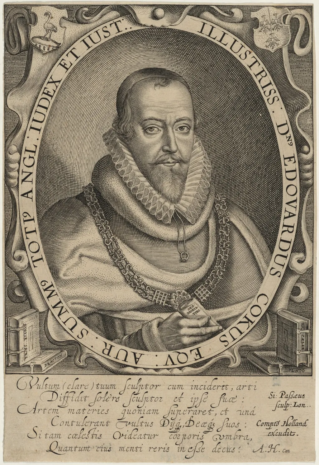 Sir Edward Coke, by Simon van de Passe, ink, 1621