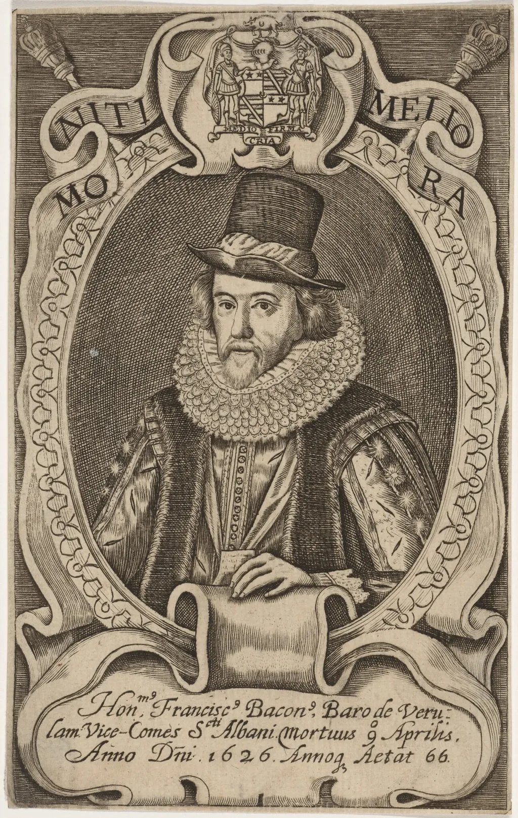 Sir Francis Bacon, by Simon van de Passe, ink, 1621
