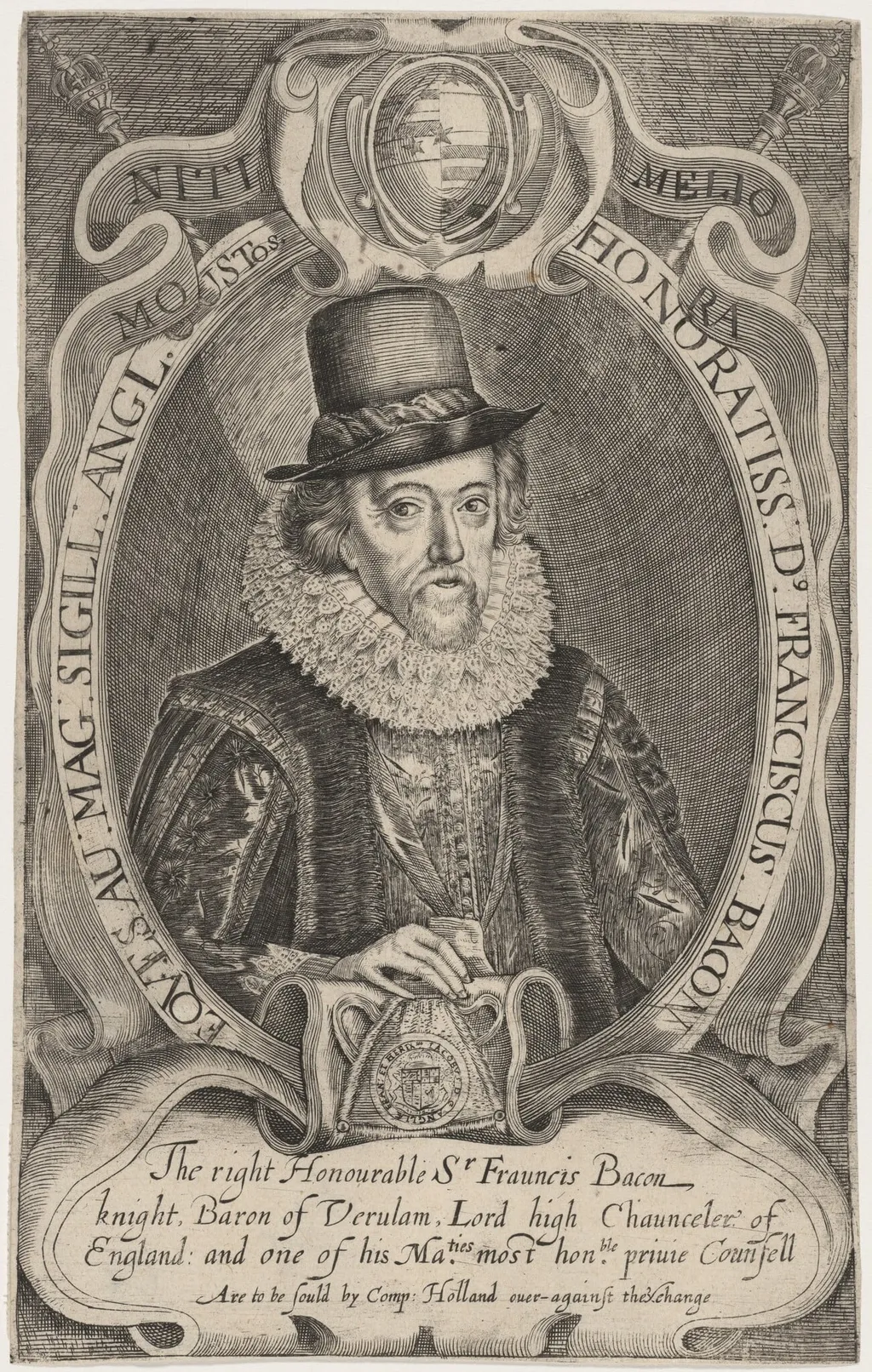 Sir Francis Bacon, by Simon van de Passe, ink, 1621
