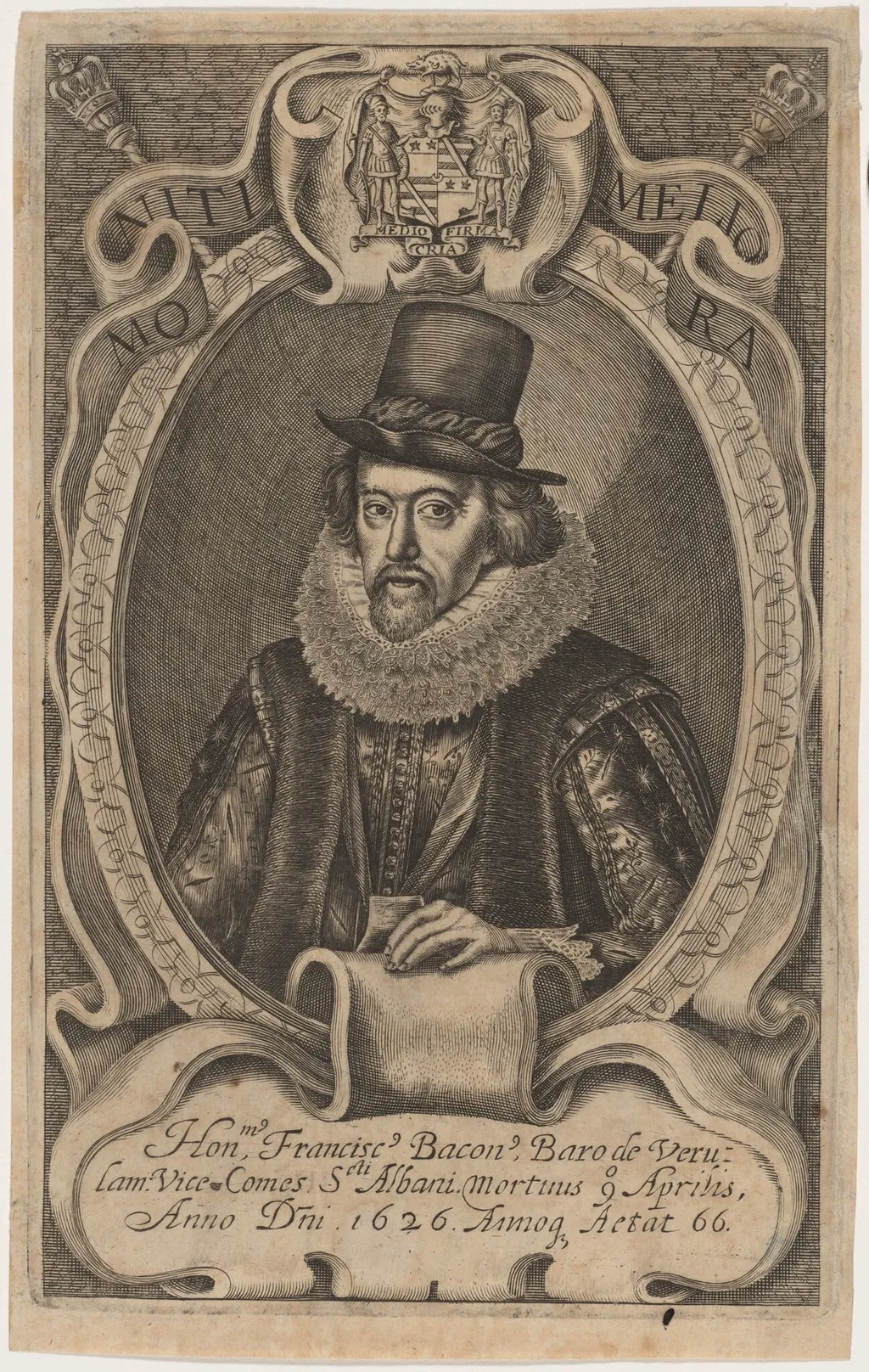 Sir Francis Bacon, by Simon van de Passe, ink, 1621