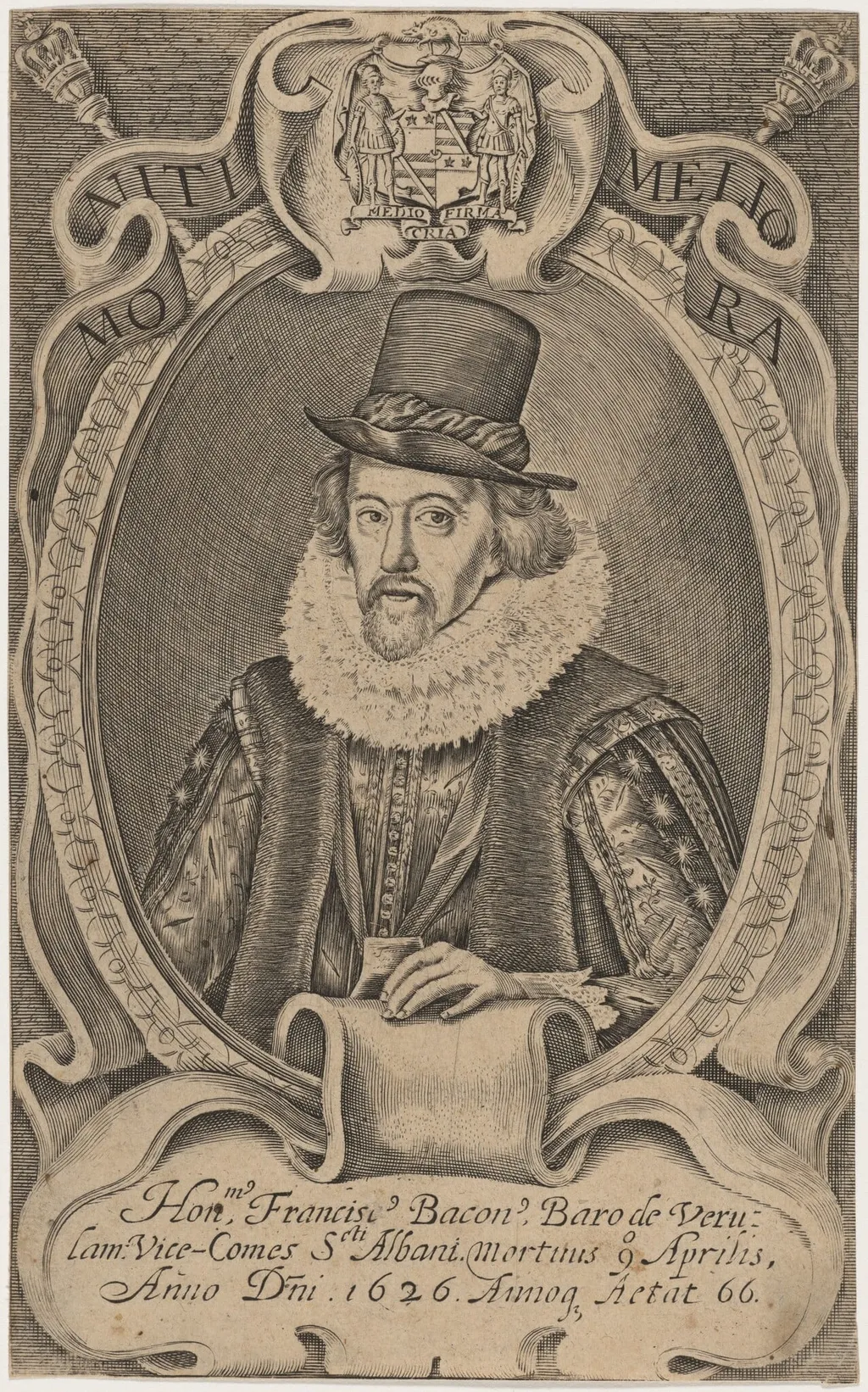 Sir Francis Bacon, by Simon van de Passe, ink, 1621