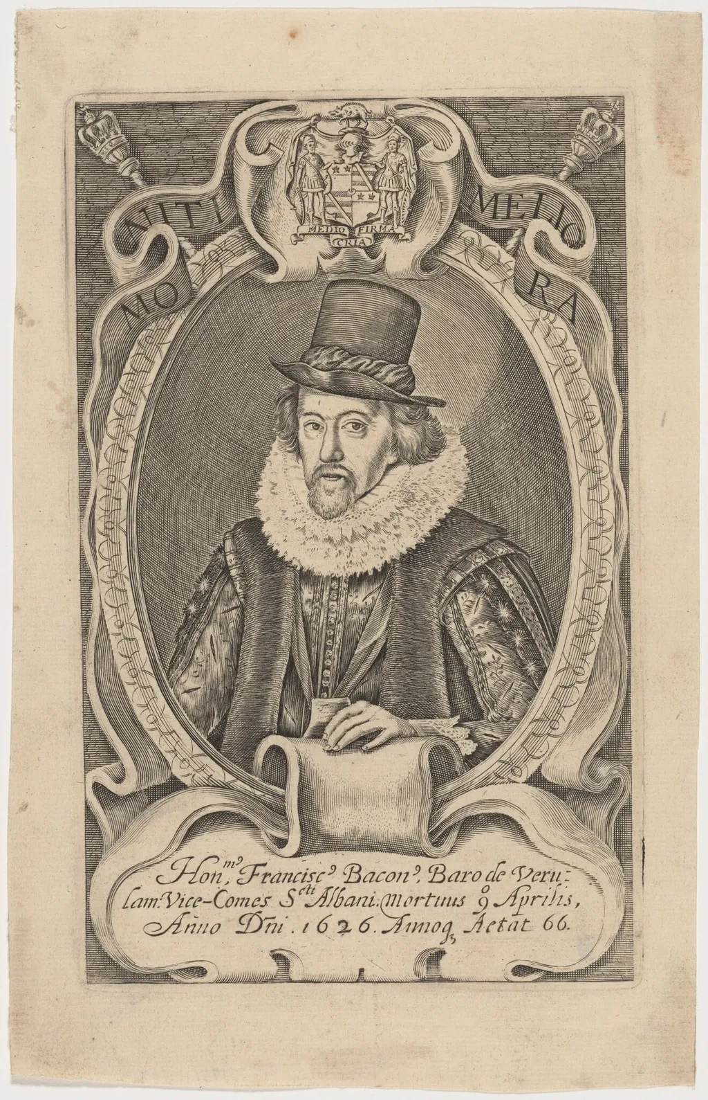Sir Francis Bacon, by Simon van de Passe, ink, 1621