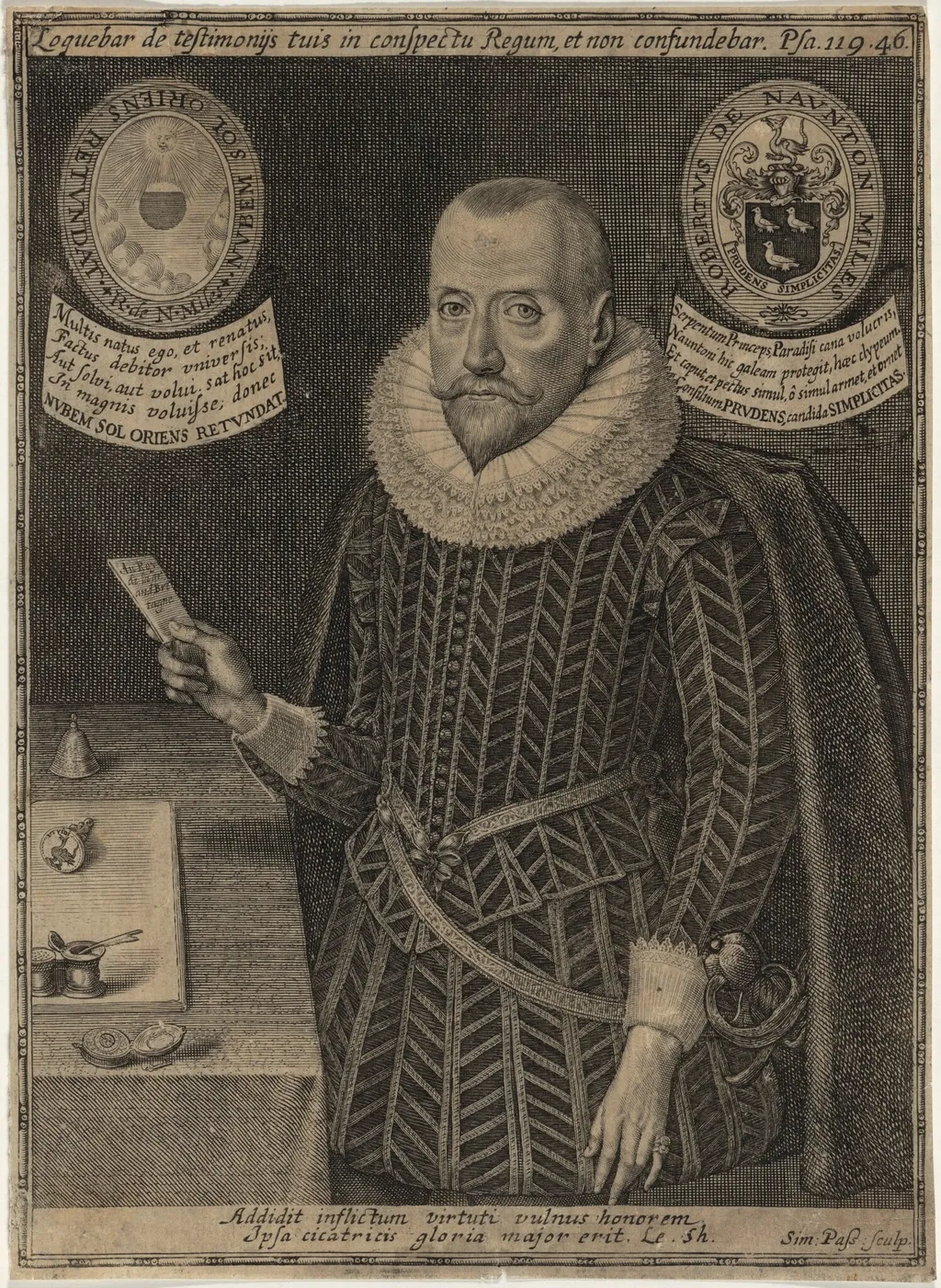 Sir Robert Naunton, by Simon van de Passe, ink, 1621
