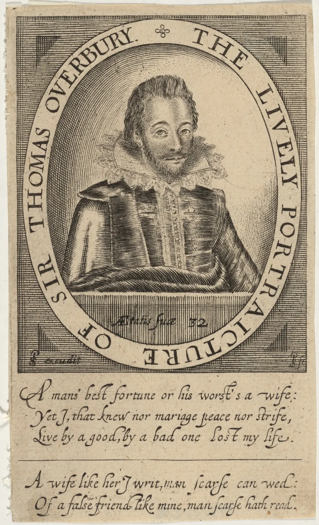 Sir Thomas Overbury, by Simon van de Passe, ink, 1621