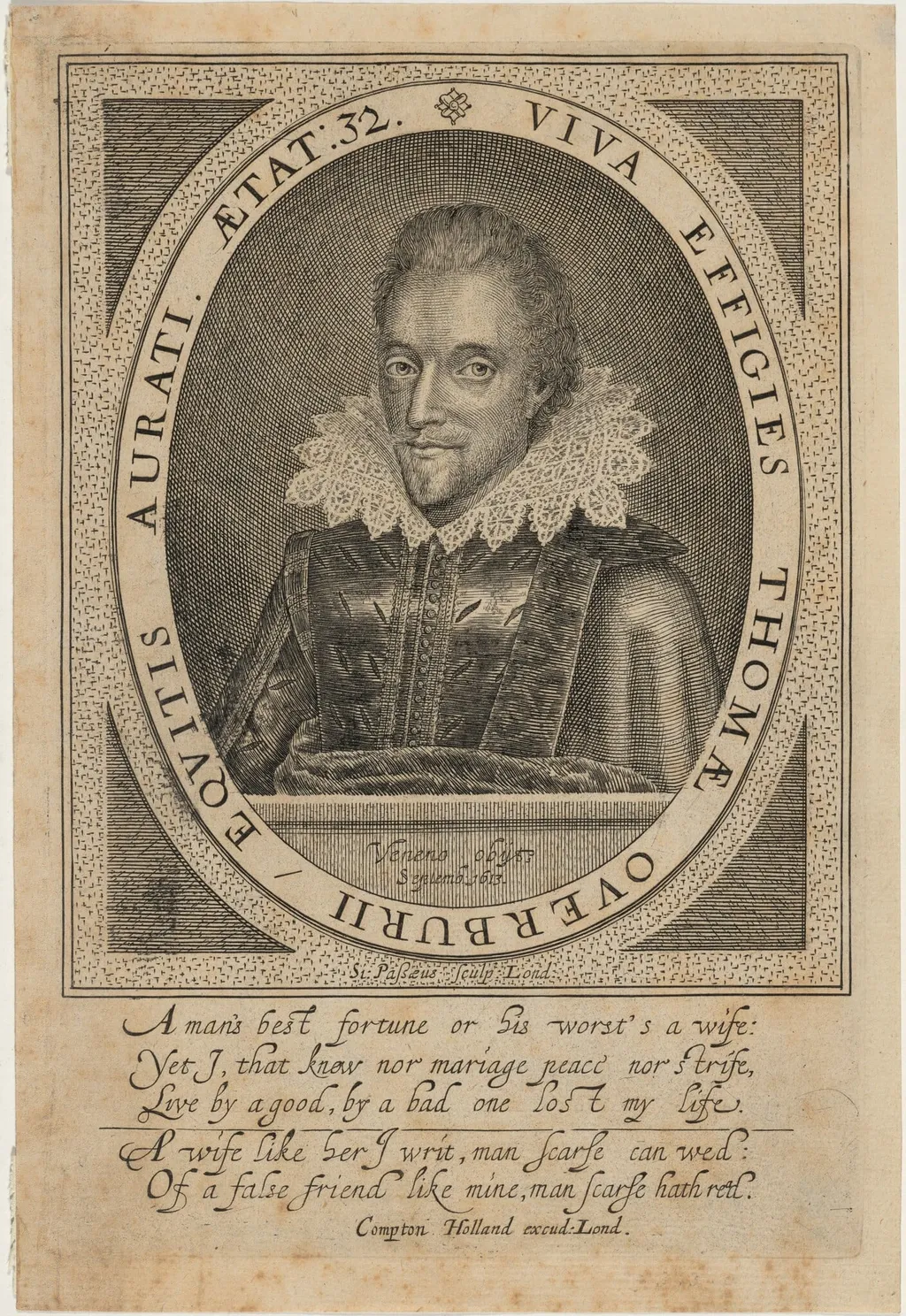 Sir Thomas Overbury, by Simon van de Passe, ink, 1621