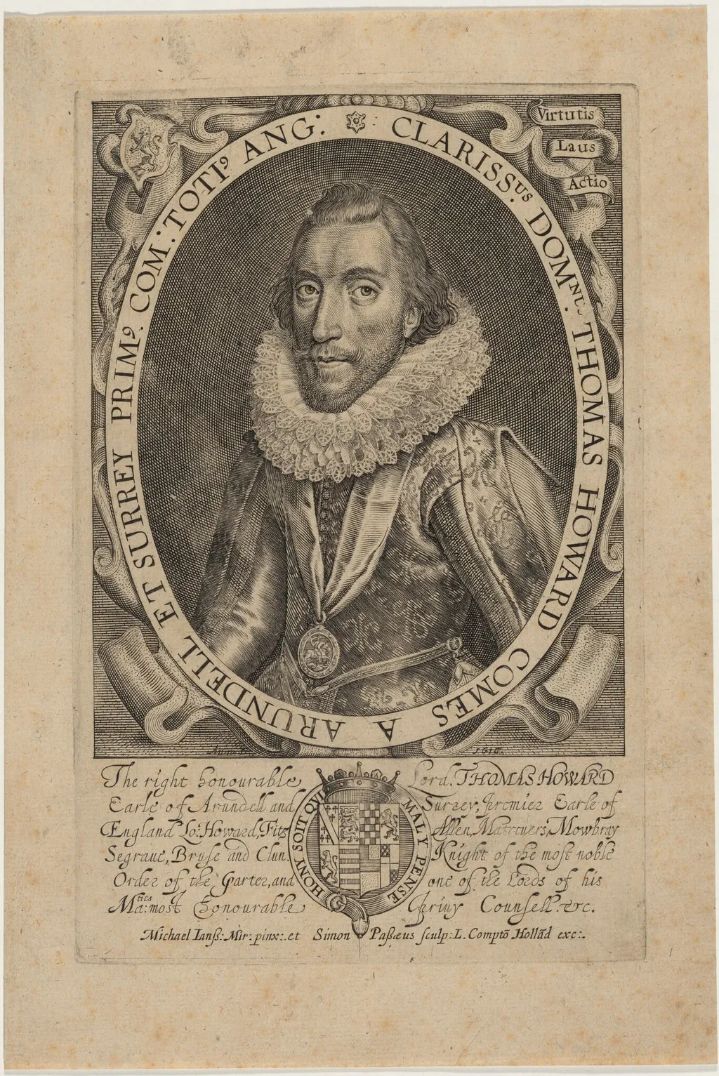Thomas Howard, Second Earl of Arundel and Surrey, by Simon van de Passe, ink, 1621