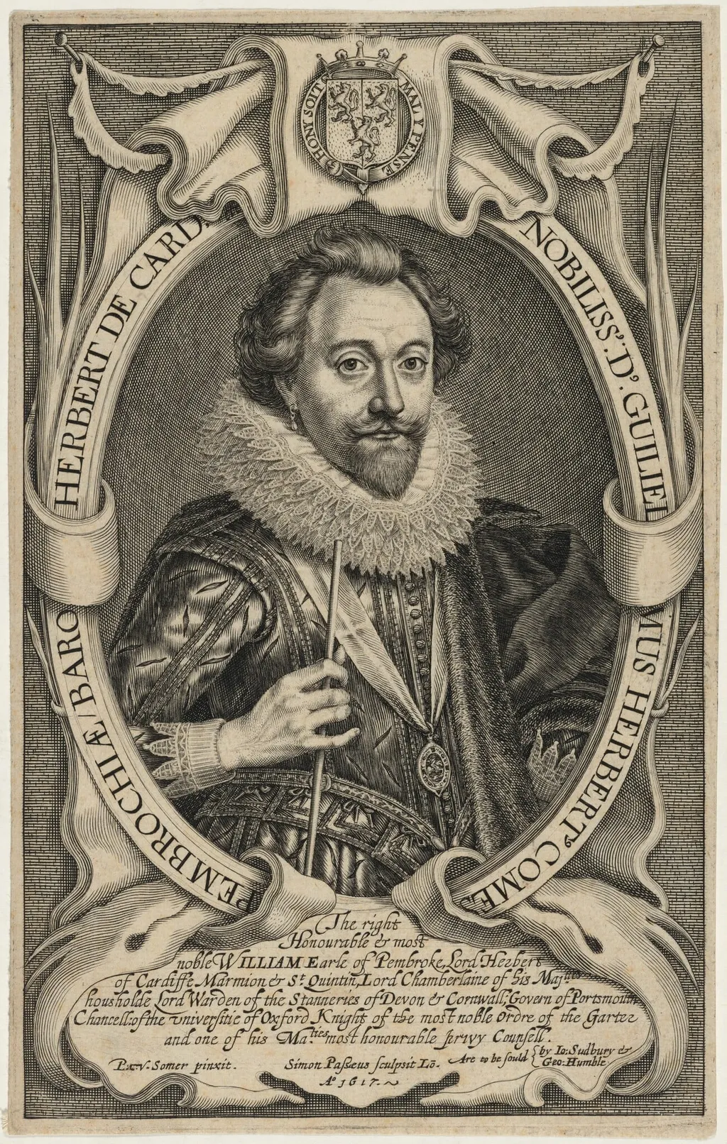 William Herbert, Third Earl of Pembroke, by Simon van de Passe, ink, 1621