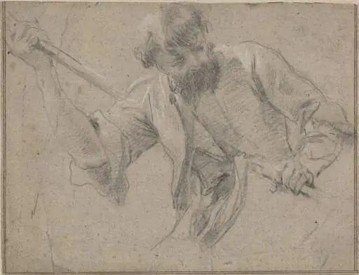 A Bearded Man with a Staff, by Simon Vouet