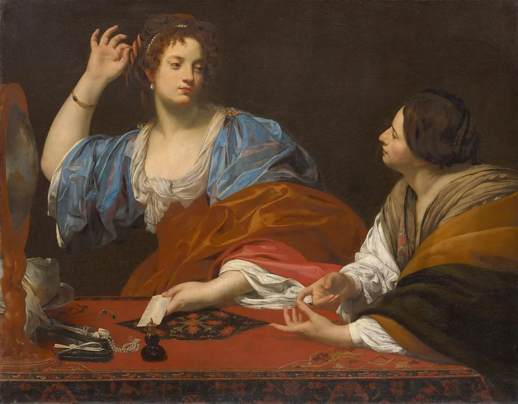 Martha blames her vain sister, Mary Magdalene, by Simon Vouet, oil, 1621