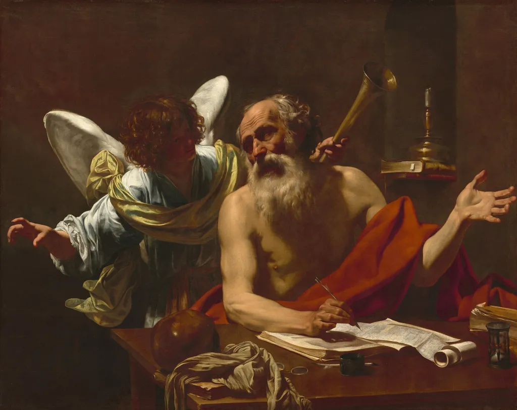 Saint Jerome and the Angel, by Simon Vouet, oil, 1624