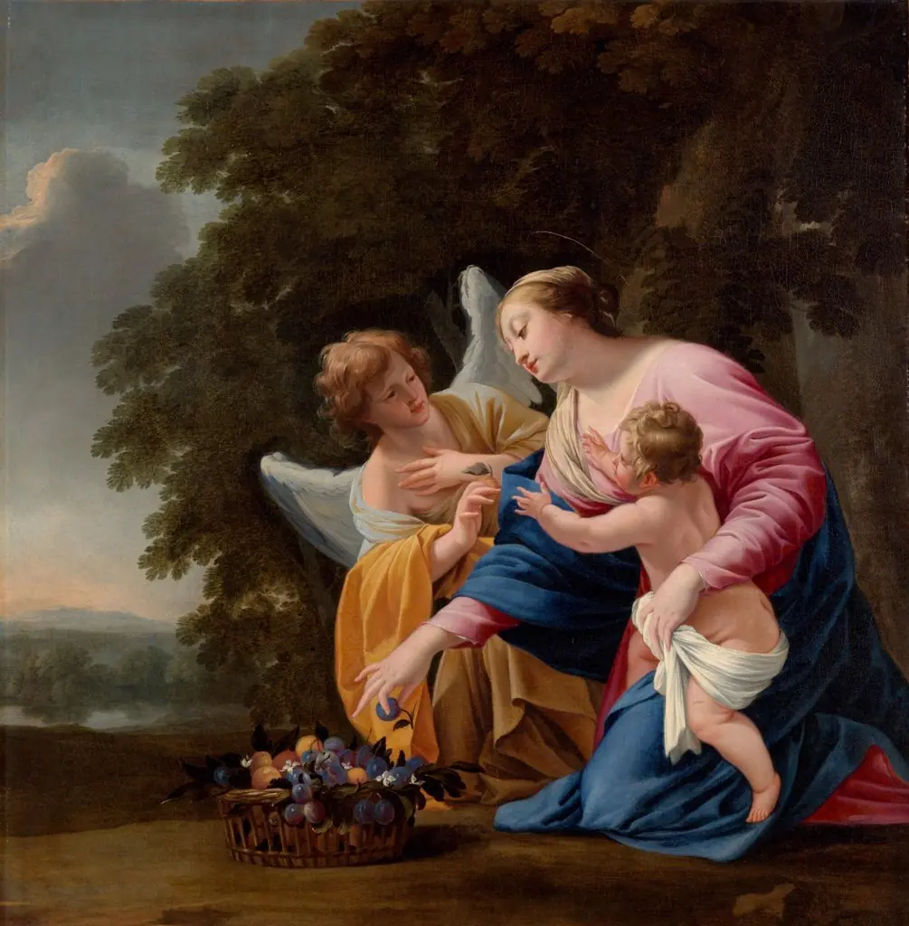 Virgin and Child, with an Angel, by Simon Vouet
