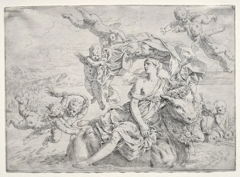 Rape of Europa, by Simone Cantarini, 1640