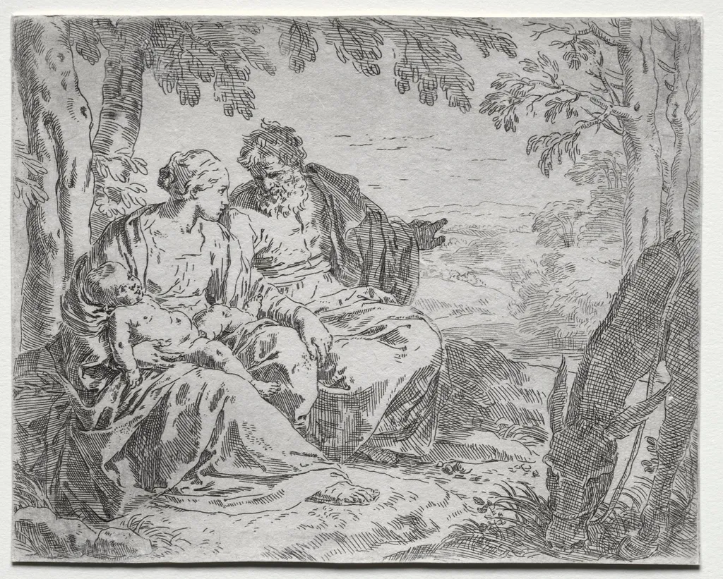Rest on the Flight in to Egypt, by Simone Cantarini, 1640