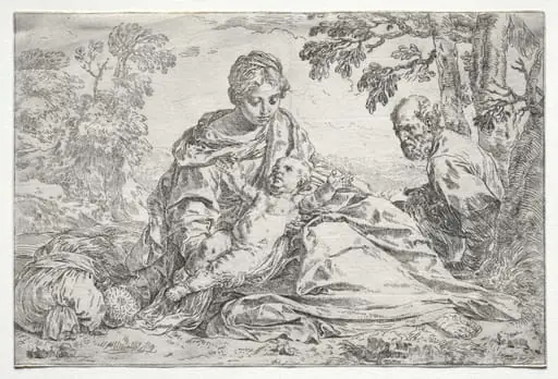 Rest on the Flight into Egypt, by Simone Cantarini