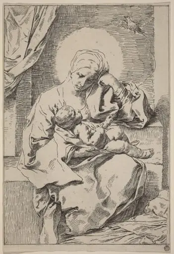 The Virgin and Child with a Bird, by Simone Cantarini