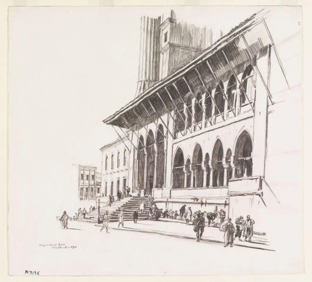 Yeni Cami, Constantinople, by Sir David Muirhead Bone, watercolor, 1929