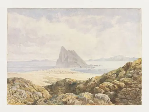 Gibraltar from the mainland, by Sir John Miller Adye
