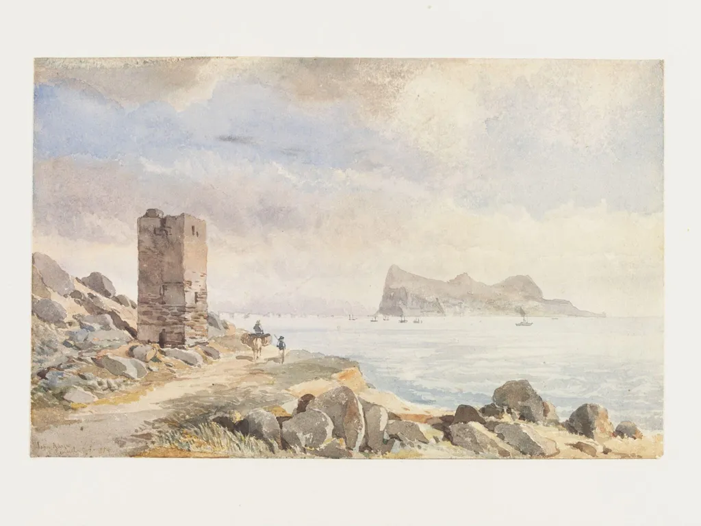View of Gibraltar, by Sir John Miller Adye, watercolor, 1884