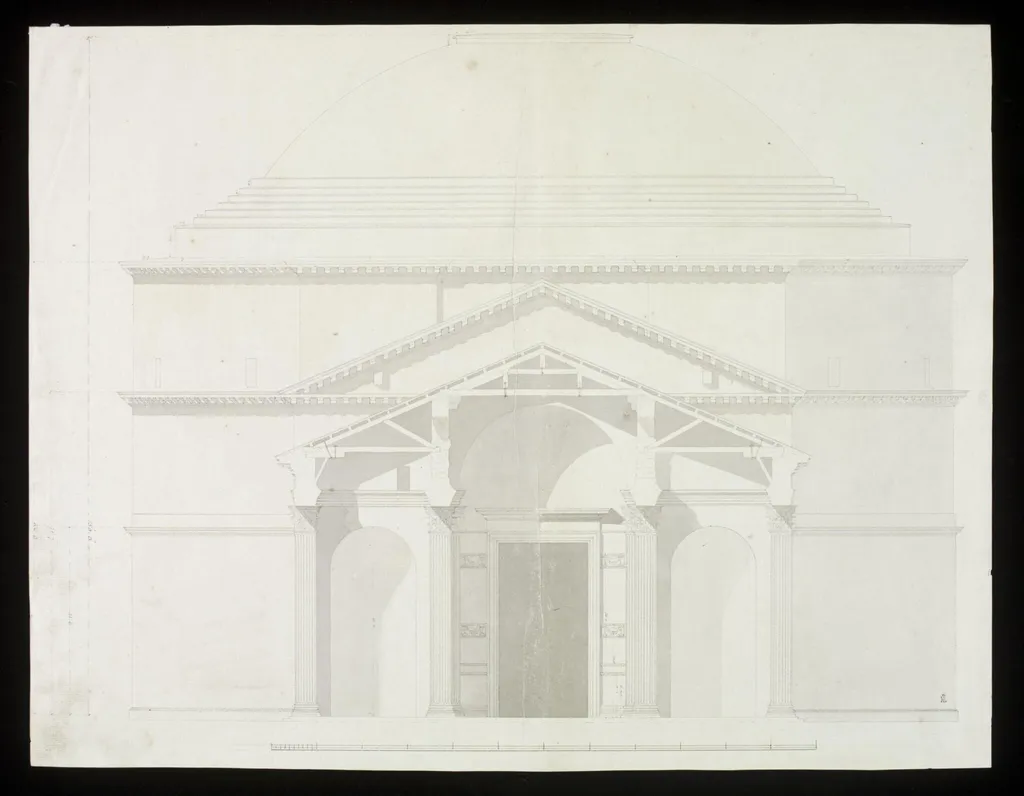 Longitudinal section through Pantheon portico, by Sir John Soane, 1778