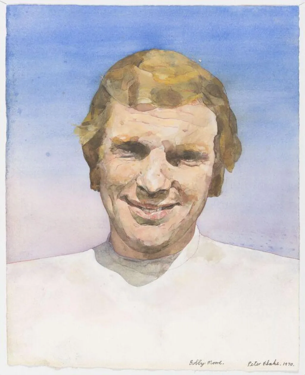 Bobby Moore, by Sir Peter Blake, watercolor, 1970