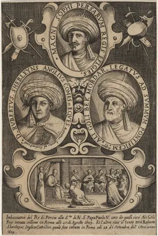 Sir Robert Shirley, With the Shah of Persian and the Papal Legat