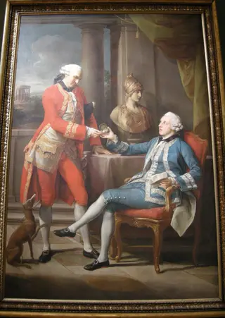 Sir Sampson Gideon and an unidentified companion