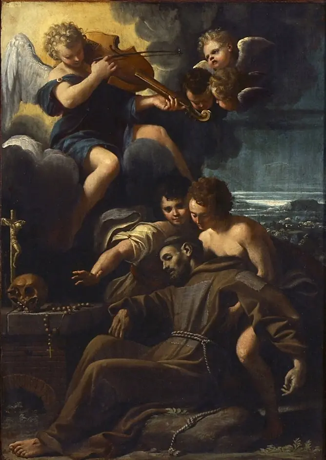 St Francis of Assisi consoled by Angels, by Sisto Badalocchio