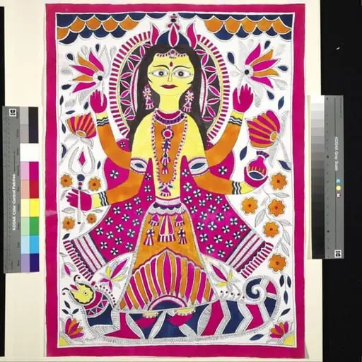 The Goddess Ganga standing on a makara, by Sita Devi