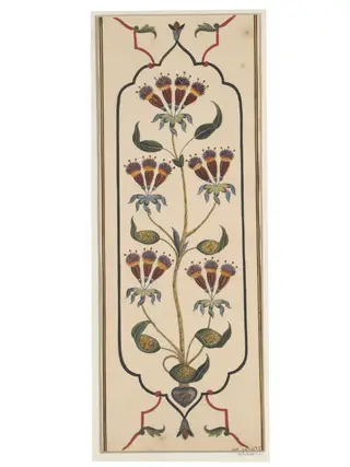 Six drawings of the cenotaph of Mumtaz Mahal, Taj Mahal, Agra, and details of the pietra-dura work.