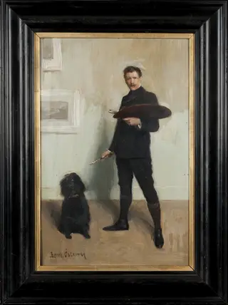 Självporträtt med hund