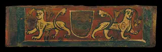 Small coffered ceiling panel with coat of arms and manticores