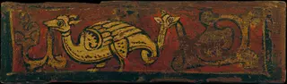 Small coffered ceiling panel with fantastic animal devouring plant motifs