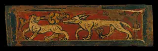 Small coffered ceiling panel with four-legged animals and plant motifs