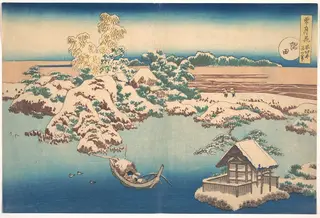 雪月花　隅田|Snow on the Sumida River (Sumida), from the series, Snow, Moon, and Flowers (Setsugekka), by Katsushika Hokusai