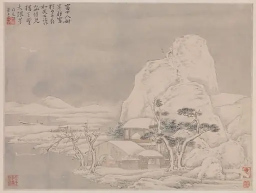 清   葉欣   聼雪圖   冊頁|Snowscape, leaf from Album for Zhou Lianggong