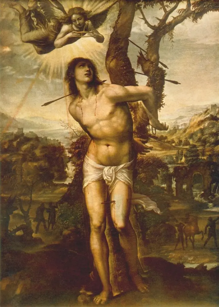 Hl. Sebastian und Madonna mit Heiligen, by Sodoma