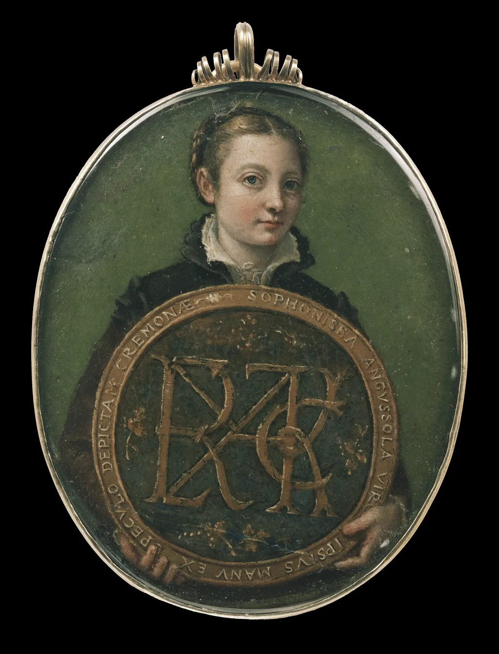 Miniature Self Portrait (Anguissola, Boston), by Sofonisba Anguissola, oil, 1556