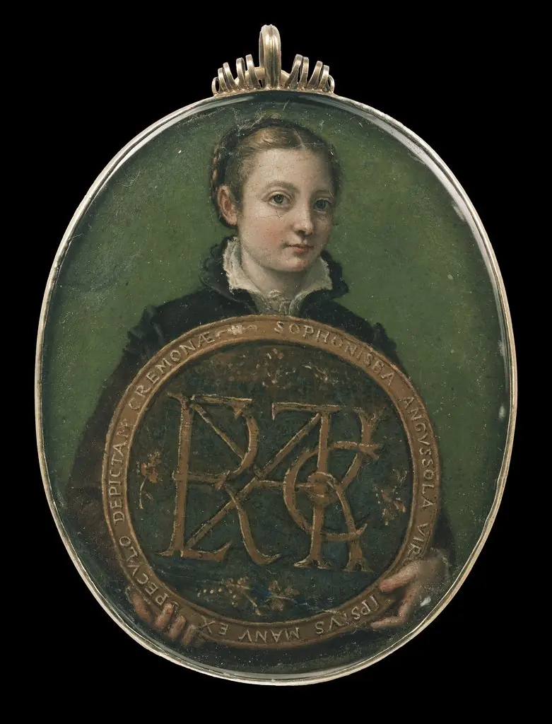 Miniature Self Portrait (Anguissola, Boston), by Sofonisba Anguissola
