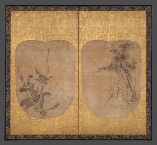 曽我二直庵筆　高士・柏鷹図|Daoist Sage and Hawk, by Soga Nichokuan