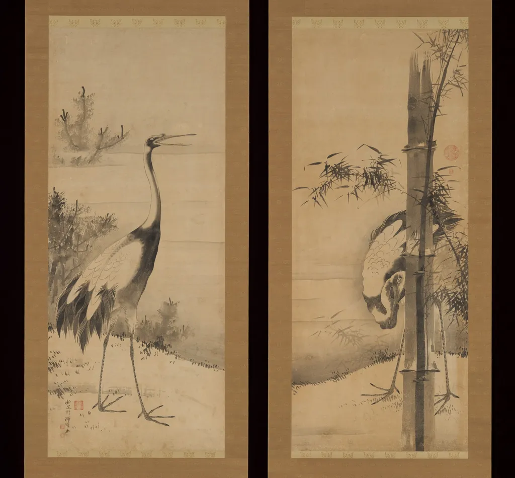 Cranes, by Soga Shōhaku, unspecified, 1760
