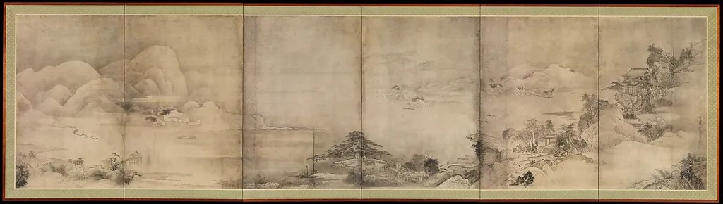 近江八景|Eight Views of Ōmi (Ōmi hakkei), by Soga Shōhaku, ink, 1764