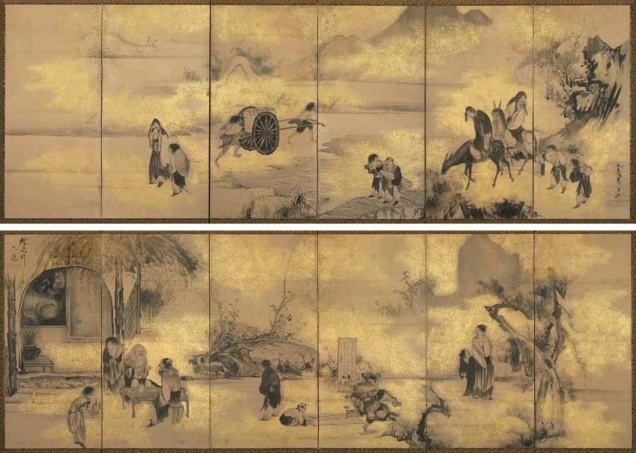 The Eight Immortals of the Wine Cup, by Soga Shōhaku, unspecified, 1704