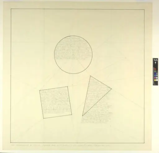 The location of a circle, square and a triangle, by Sol LeWitt