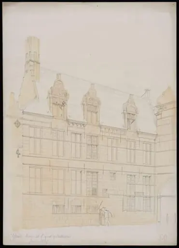 House at the E. end of the Cathedral, Ypres., by Somers Clarke