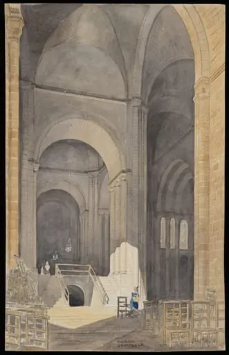 Interior of church at St. Croix, Quimperle, by Somers Clarke