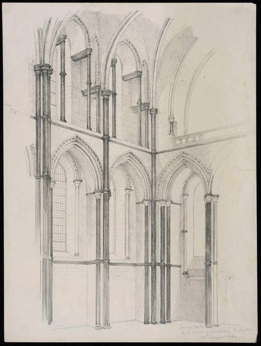 Interior of N.E. corner of the Sanctuary, Rochester Cathedral, by Somers Clarke, 16