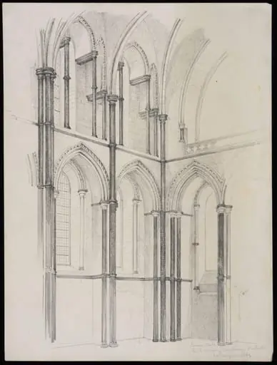 Interior of N.E. corner of the Sanctuary, Rochester Cathedral, by Somers Clarke