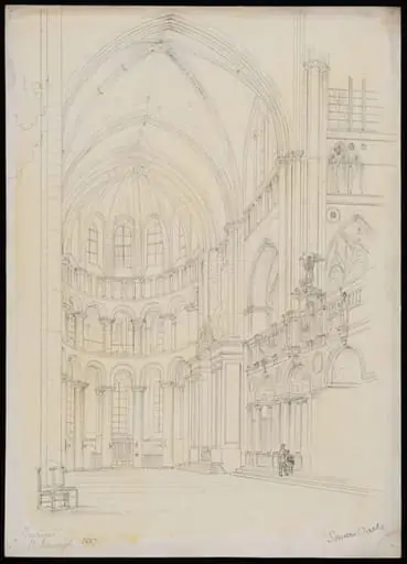 Interior of N. Transept, Tournai Cathedral, by Somers Clarke