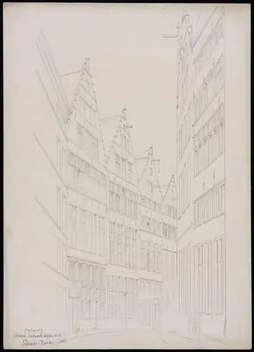Street behind the town hall, Antwerp, by Somers Clarke