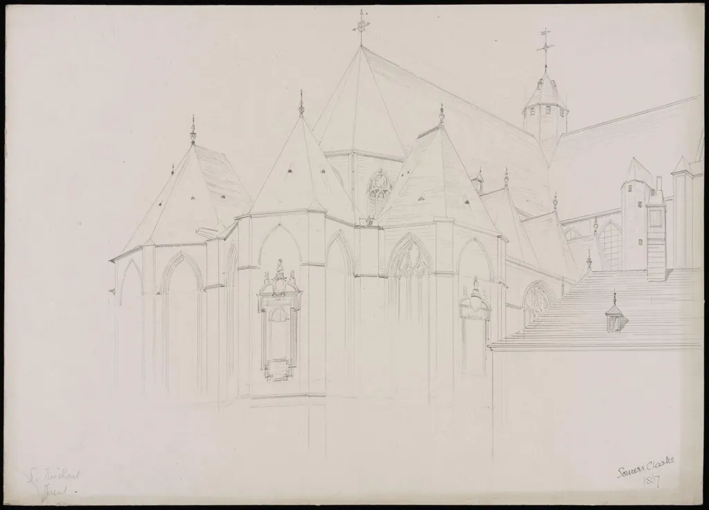 View of the Church of St. Michael, Ghent, from N.E., by Somers Clarke, 1867
